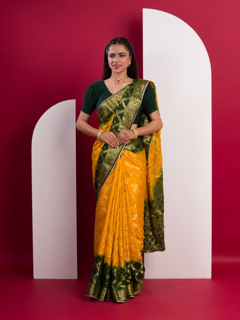 KcPc Latest Gharchola Banarasi Silk With Heavy Zari Work Saree KML Yellow Green