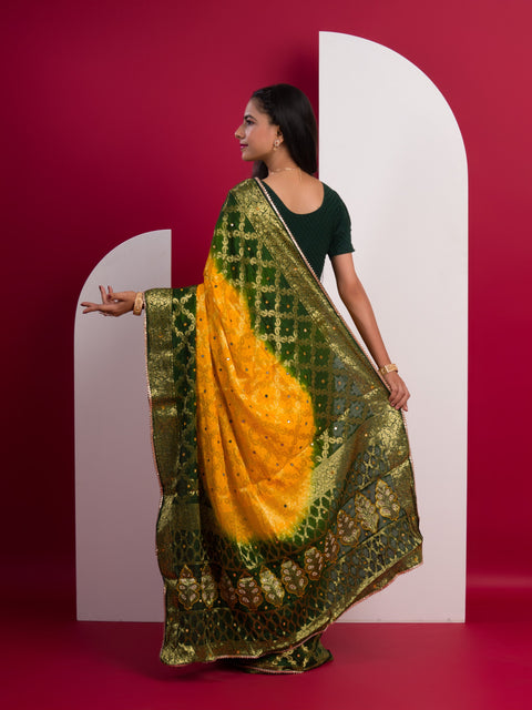 KcPc Latest Gharchola Banarasi Silk With Heavy Zari Work Saree KML Yellow Green