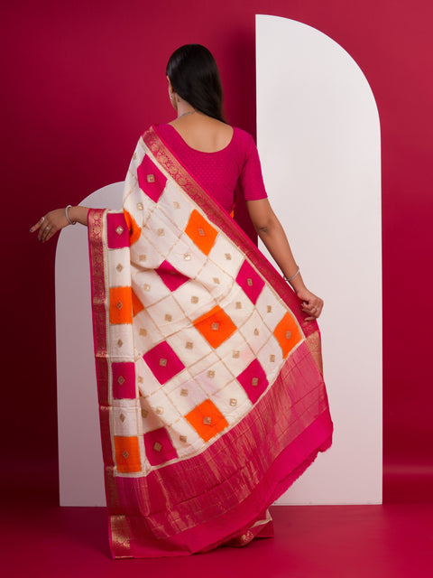 KcPc Pure Chinon Sequence Zari Thread Banarasi Border Saree  MAD