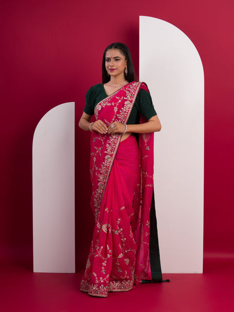 KcPc New Special H O Chinon Rajwadi Style Sequence Embroidery Work saree  PAL