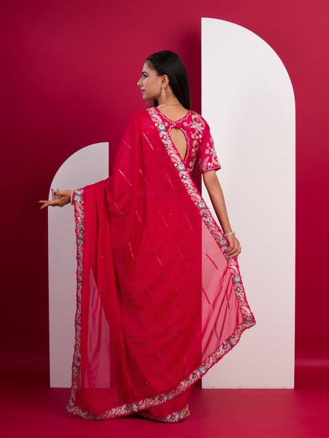 KcPc Pure Blooming NATURAL Rangoli Silk Saree with Elegant Sequence Design Saree Rani HM