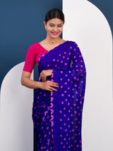 Chinon Silk Bandhani Style Sareein pink and blue colour under 1000