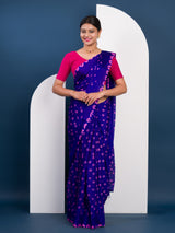  Chinon Silk Bandhani Style Sareein pink and blue colour under 1000