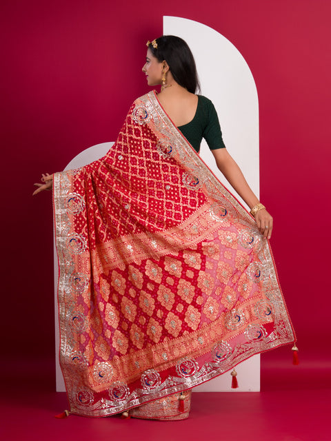 Neemzari Gotapatti Work saree for royal family weddings 