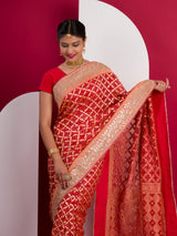 Neemzari Bandhani saree with beeutiful gota pati work