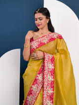  Tissue Silk Bandhani Embroidery Work Saree