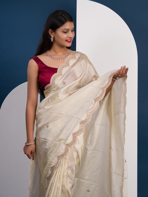 KcPc Pure Tussar Tissue Gotapatti Work Jaipuri Saree AMT