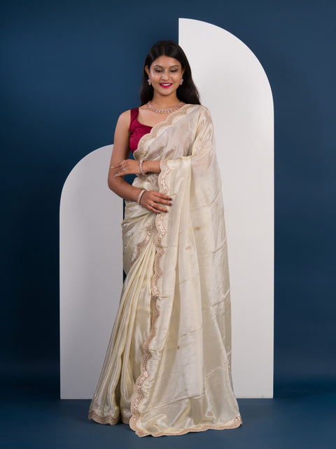 KcPc Pure Tussar Tissue Gotapatti Work Jaipuri Saree AMT