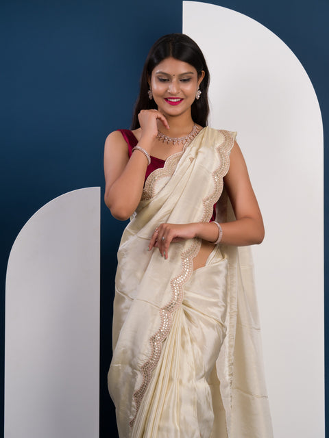 KcPc Pure Tussar Tissue Gotapatti Work Jaipuri Saree AMT