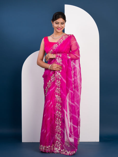 KcPc Latest Sawan Special organza Gotapatti work leheriya saree RGC