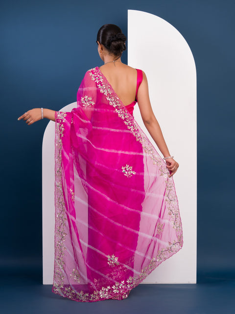 KcPc Latest Sawan Special organza Gotapatti work leheriya saree RGC
