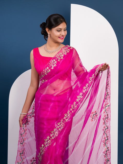KcPc Latest Sawan Special organza Gotapatti work leheriya saree RGC