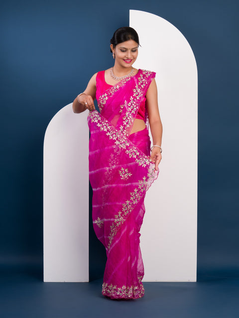 KcPc Latest Sawan Special organza Gotapatti work leheriya saree RGC