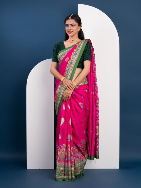 KcPc New Dola Silk Kalamkari  Style Wedding Wear  Saree SWA