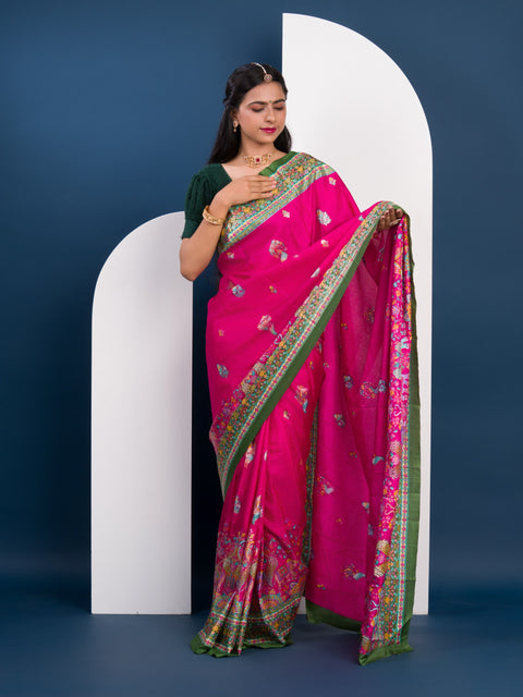 KcPc New Dola Silk Kalamkari  Style Wedding Wear  Saree SWA
