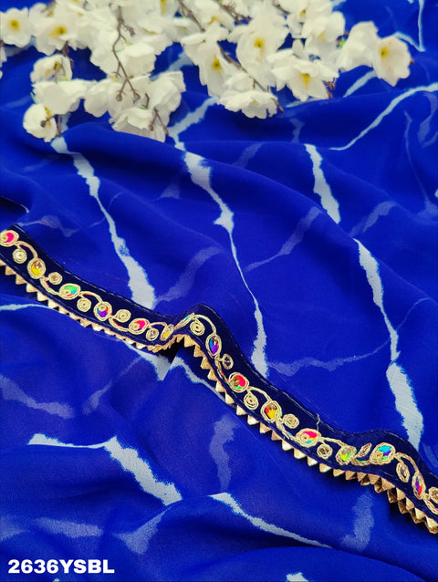 KcPc Latest Chiffon Leheriya Style with Embroidery Work Saree  STL