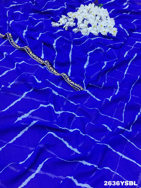 KcPc Latest Chiffon Leheriya Style with Embroidery Work Saree  STL