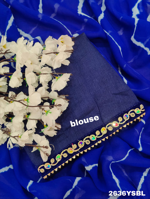 KcPc Latest Chiffon Leheriya Style with Embroidery Work Saree  STL