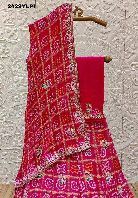 KcPc New Gaji Silk Bandhani Lehenga with Gota Patti Work BTU