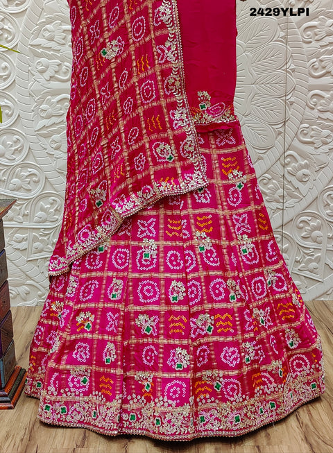 KcPc New Gaji Silk Bandhani Lehenga with Gota Patti Work BTU