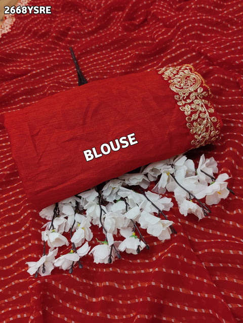 KcPc New Chiffon Leheriya Style With Embroidery Border Work Saree STL