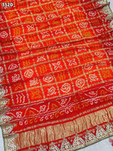 KcPc Pure Gaji Silk Bandhani Ghatchola Pila Chunri Dupatta