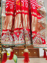 KcPc Pure Gaji Silk Bandhani Ghatchola Pila Chunri Dupatta