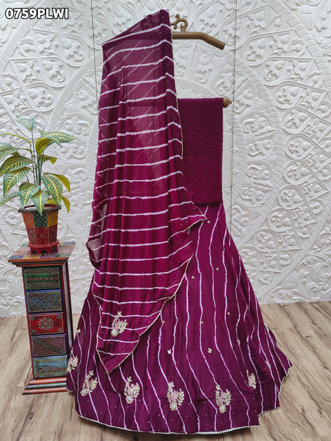 KcPc New  Leheriya Design Chinon Silk with katdana Gotapatti Handwork Lehenga RAJ