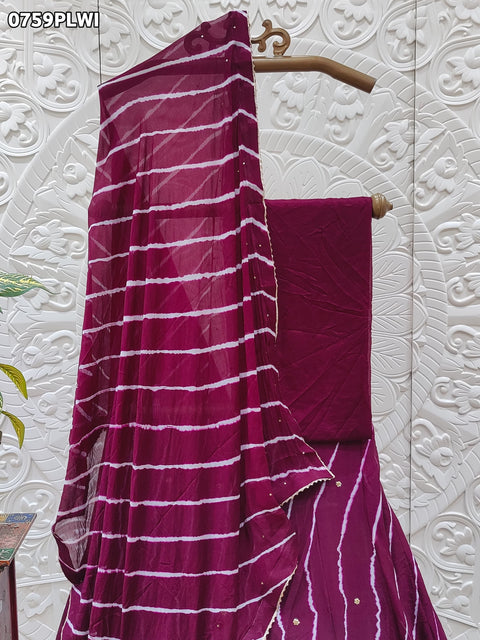 KcPc New  Leheriya Design Chinon Silk with katdana Gotapatti Handwork Lehenga RAJ