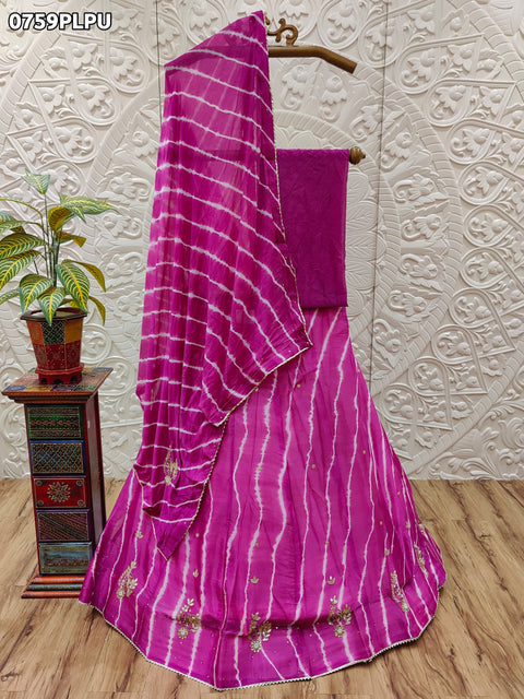 KcPc Latest Leheriya design chinon silk with katdana Gotapatti Handwork Lehenga RAJ