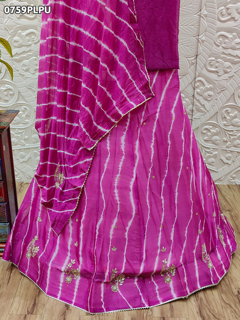 KcPc Latest Leheriya design chinon silk with katdana Gotapatti Handwork Lehenga RAJ