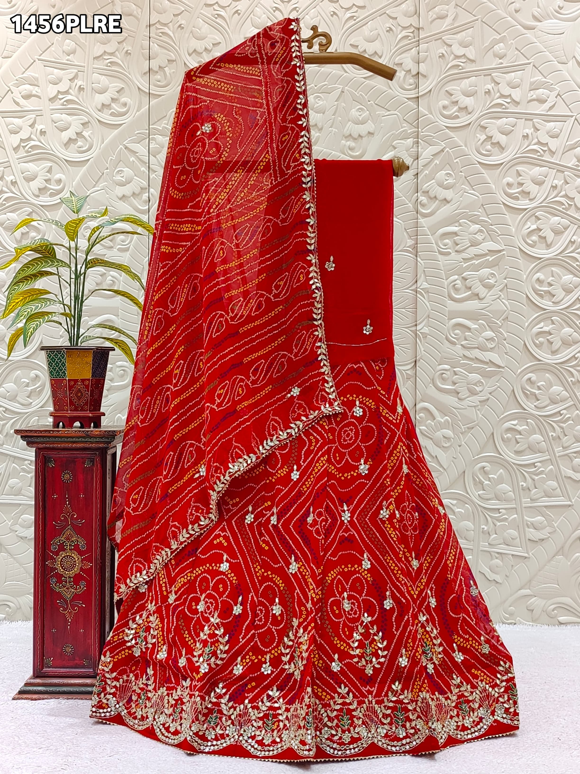 Red embroidered lehanga with gotapati work 