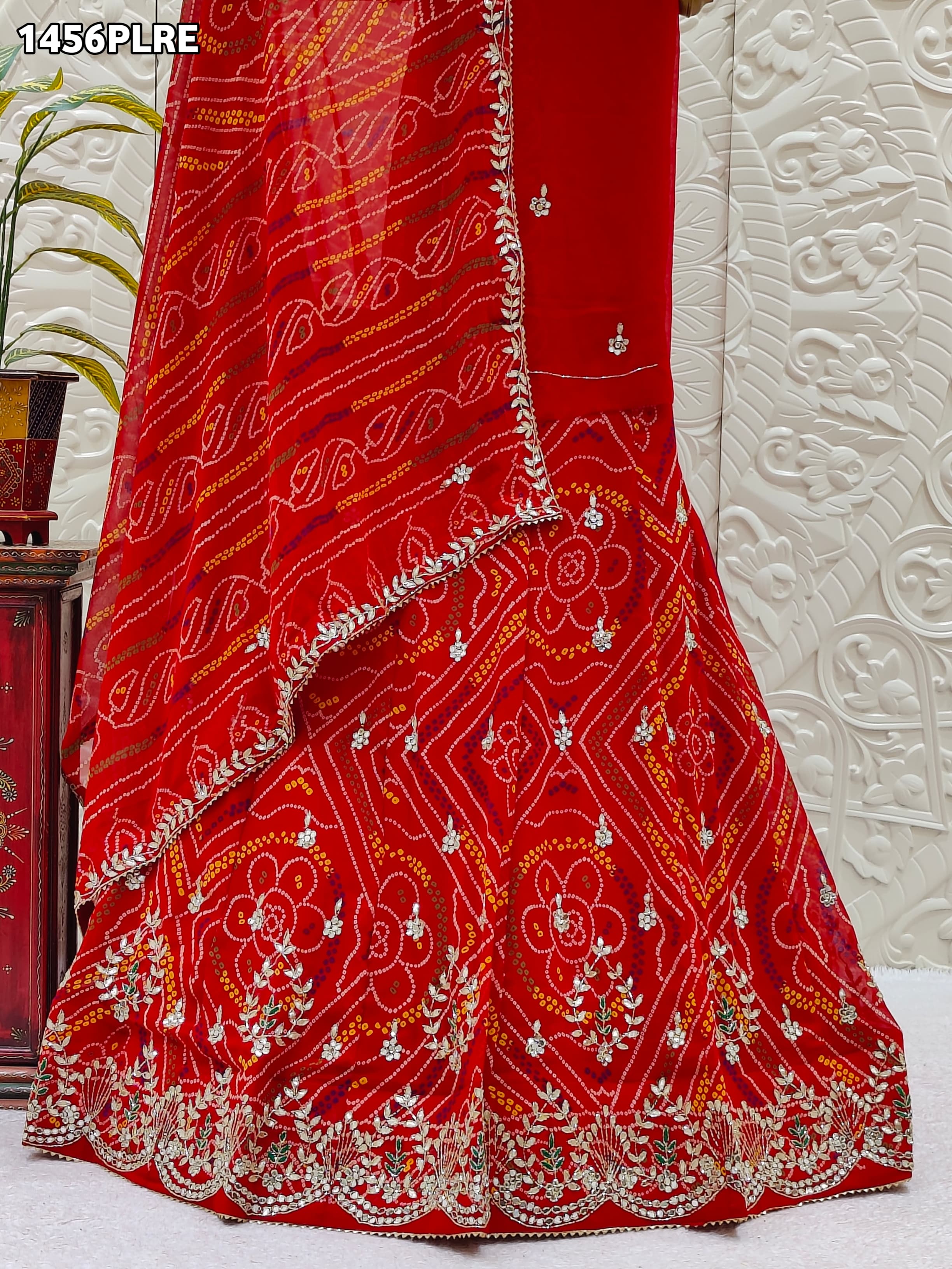 Red embroidered lehanga with gotapati work 