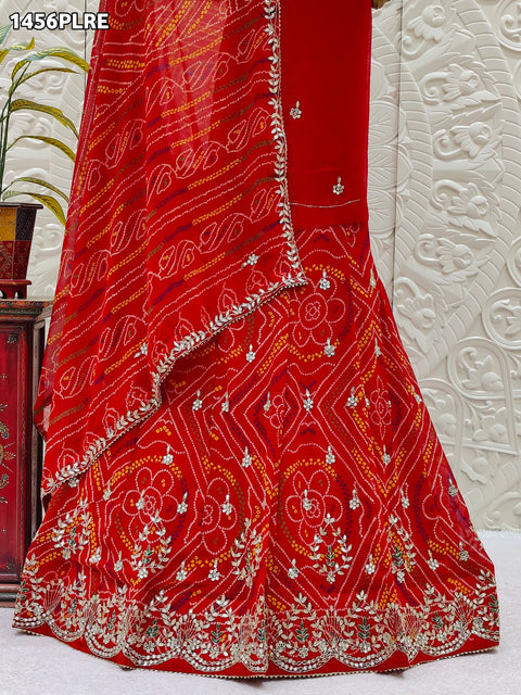 KcPc New pure Georgette Bandhej With Cutdana Gotapatti work Jaipuri Lehenga RTK