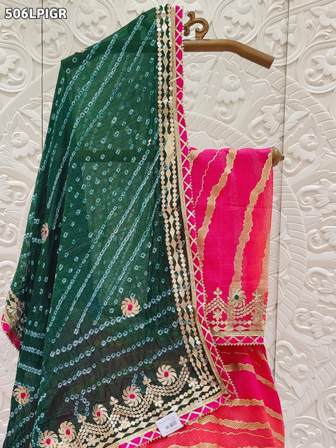KcPc Pure Kota silk Rajasthani Lehriya Print With Gotapatti Work Lehenga   KML