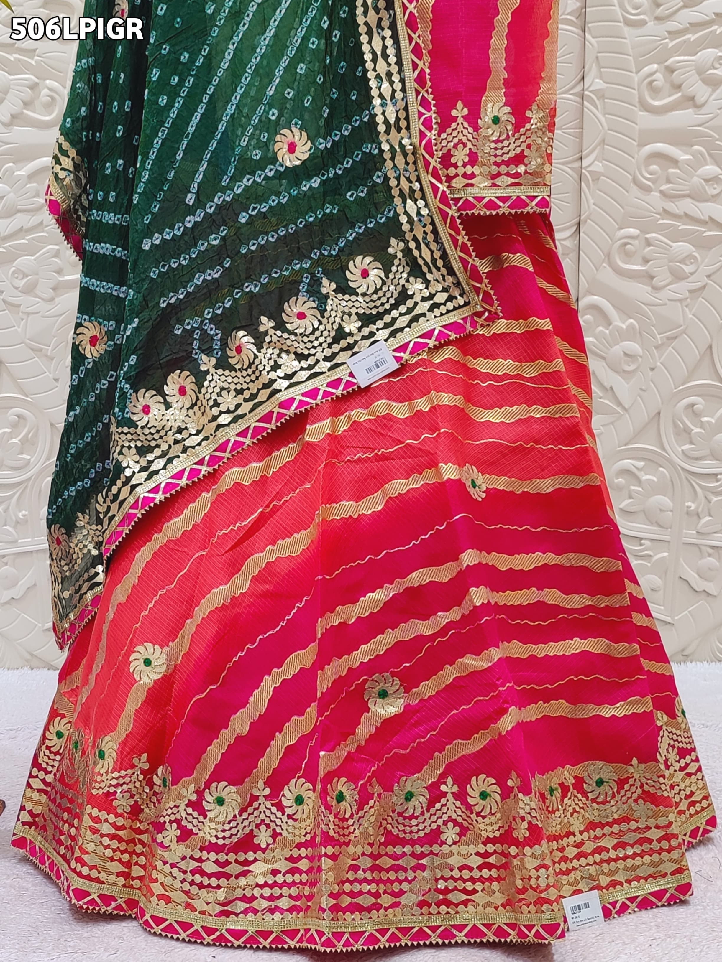 KcPc Pure Kota silk Rajasthani Lehriya Print With Gotapatti Work Lehenga KML