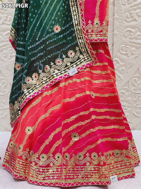 KcPc Pure Kota silk Rajasthani Lehriya Print With Gotapatti Work Lehenga   KML