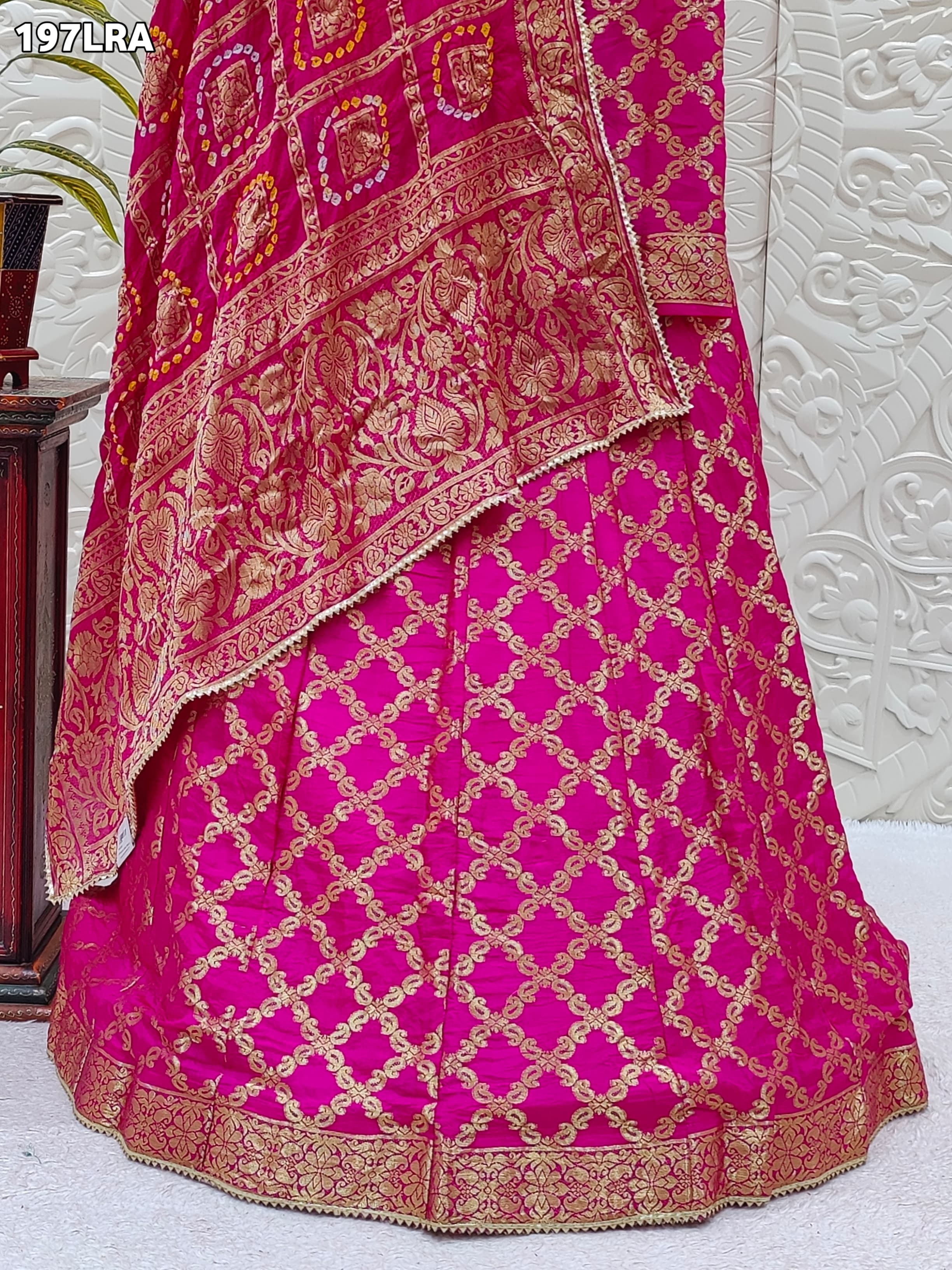 KcPc Beautiful Rajasthani Bandhej Gharchola LehengaKML