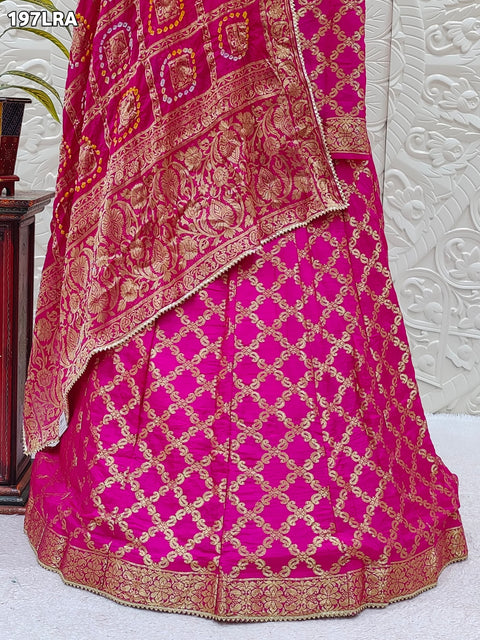 KcPc Beautiful Rajasthani Bandhej Gharchola Lehenga  KML