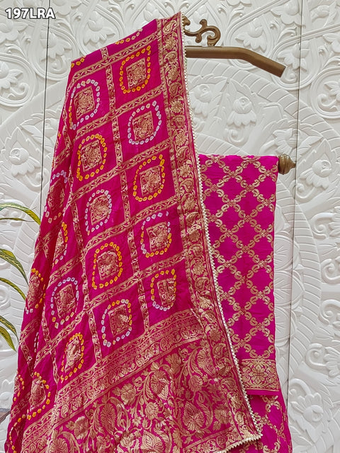 KcPc Beautiful Rajasthani Bandhej Gharchola Lehenga  KML