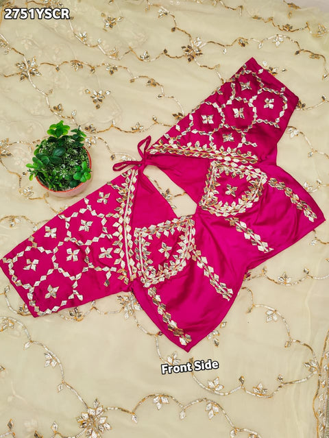 KcPc New Luxury Soft Chiffon Saree with Royal Handmade Kaccha Gotapatti Work Saree SATISH