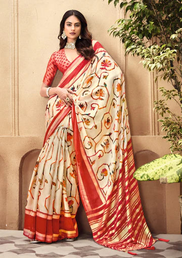 By Printed Saree With Casual Wear