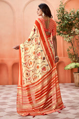 By Printed Saree With Casual Wear