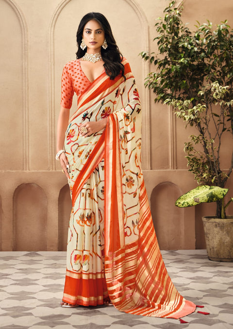 By Printed Saree With Casual Wear