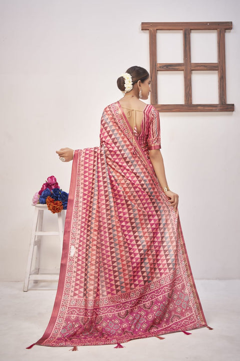KcPc New Latest Cotton Silk Printed Saree with Zari Border Saree STR