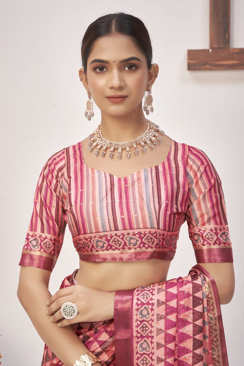 KcPc New Latest Cotton Silk Printed Saree with Zari Border Saree STR