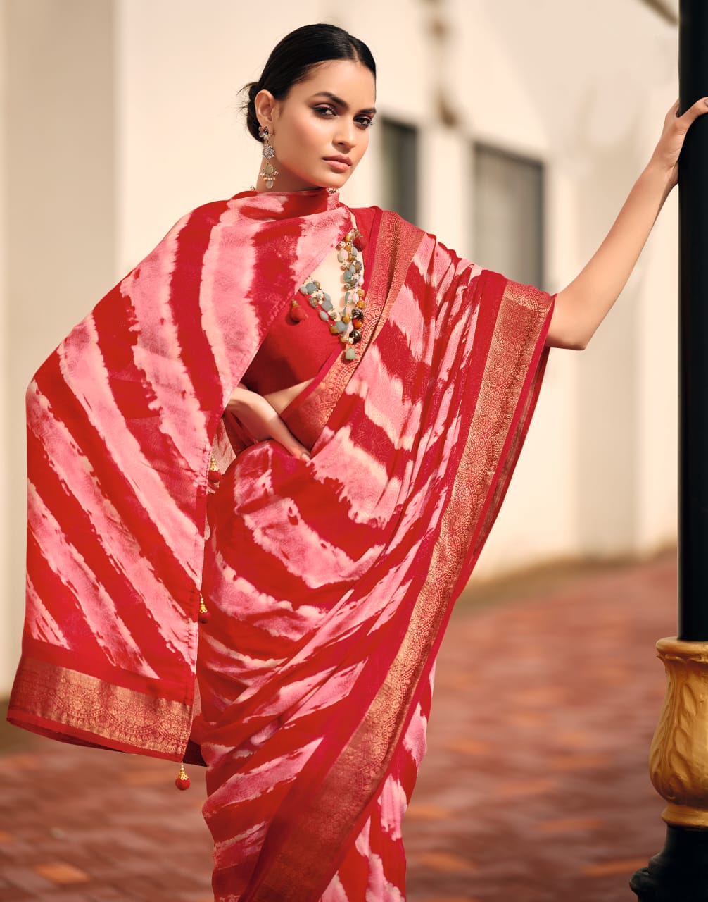 By Leheriya Saree With Casual wear