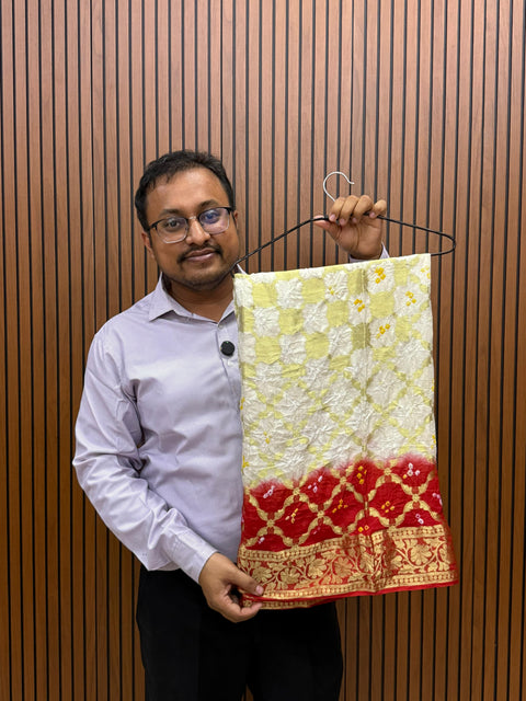 KcPc  New Banarasi Bandhej Gharchola Dupattas  White Red