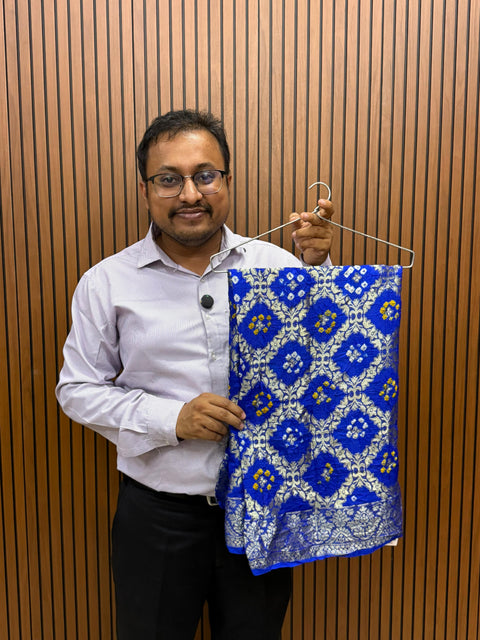 KcPc New Banarasi Bandhej Gharchola Dupattas  Royal Blue