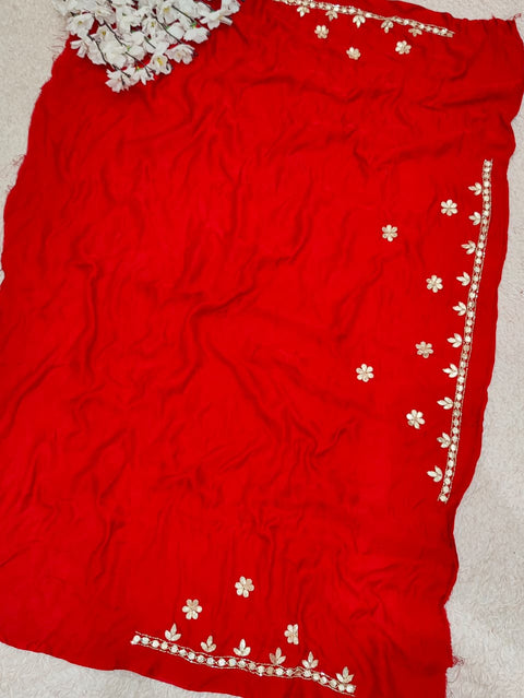KcPc Pure Gajji Silk Lehenga BITU Red